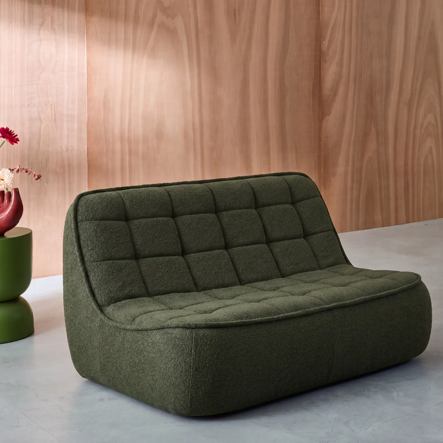 Sofá modular em tecido bouclé, 2 lugares
