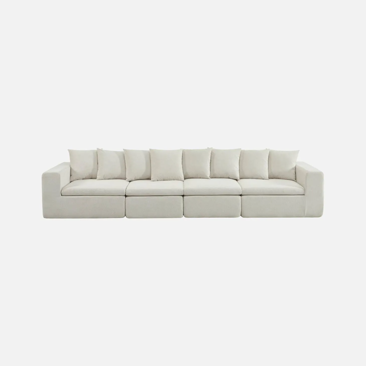 Sofá modular em tecido chenille, 4 lugares