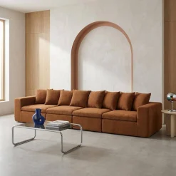 Sofá modular em tecido chenille, 4 lugares