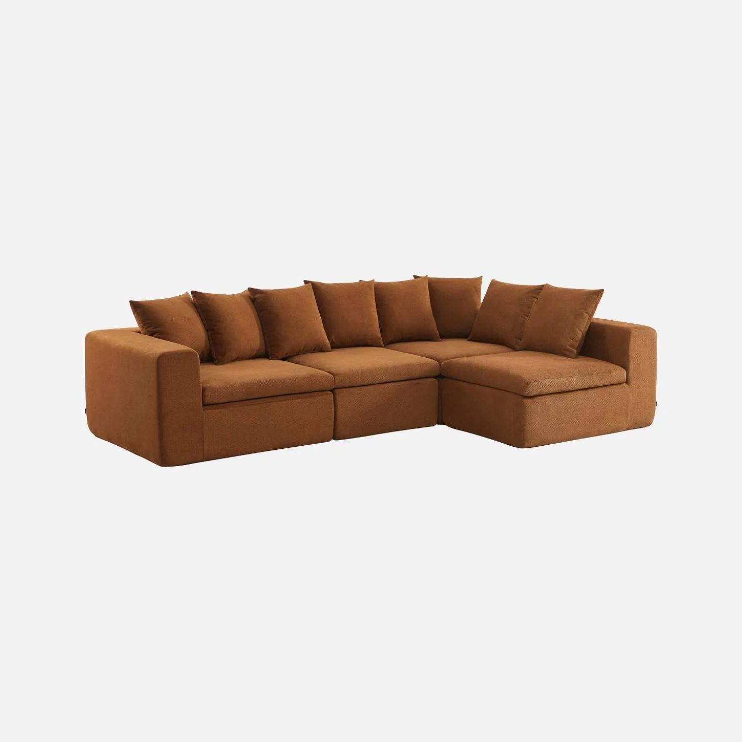 Sofá modular em tecido chenille, 4 lugares