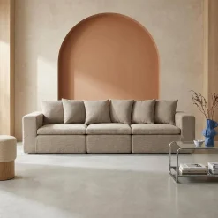 Sofá modular em tecido chenille, 3 lugares