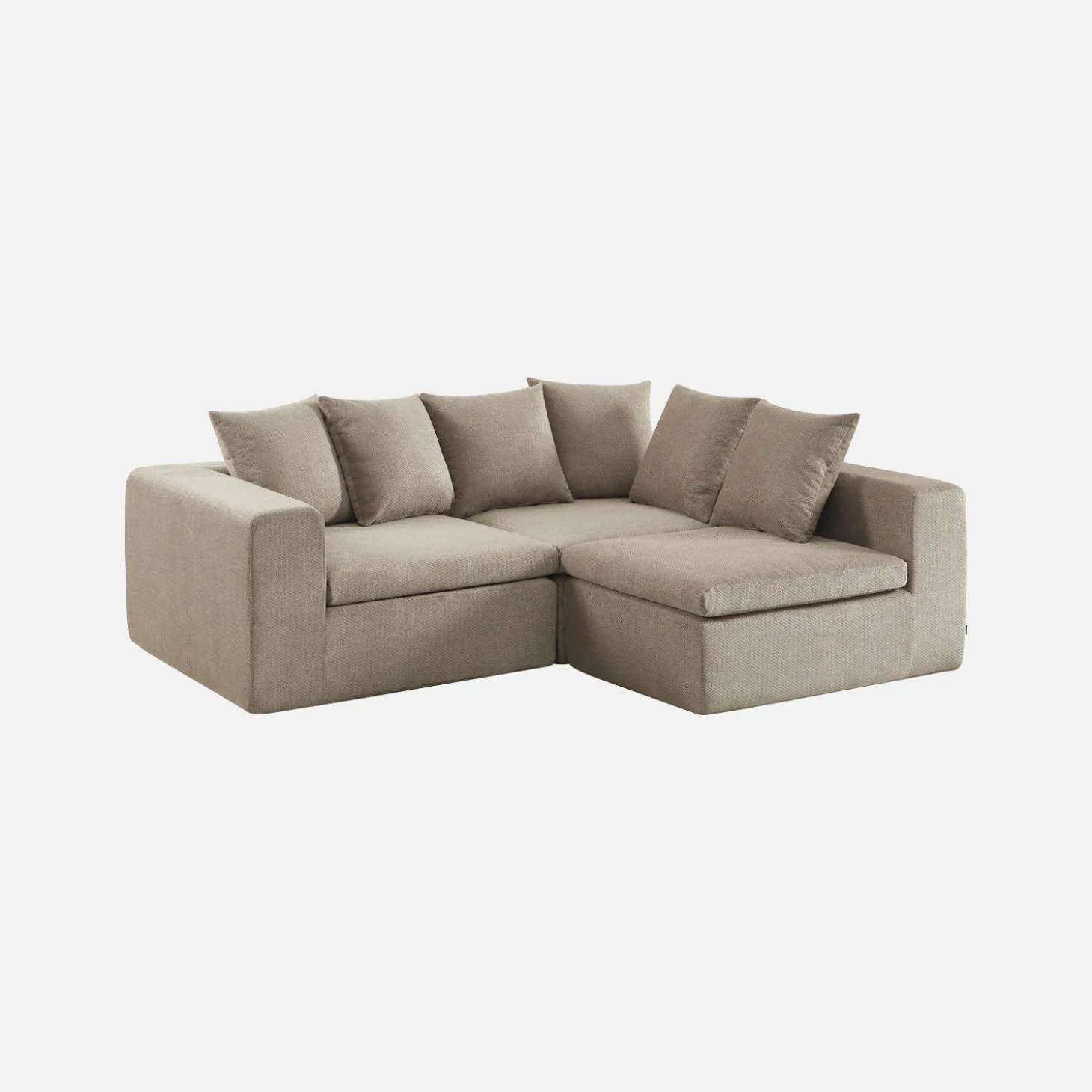 Sofá modular em tecido chenille, 3 lugares