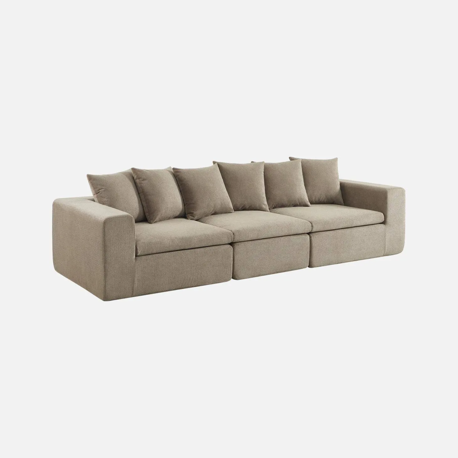 Sofá modular em tecido chenille, 3 lugares