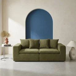 Sofá modular em tecido chenille, 2 lugares