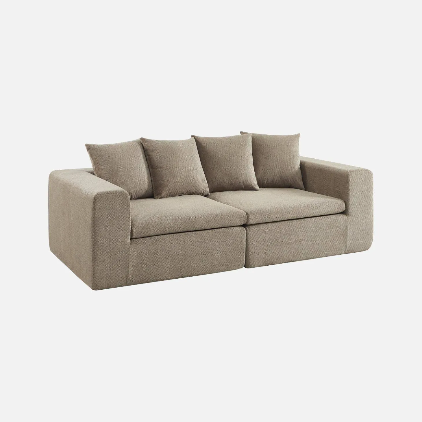 Sofá modular em tecido chenille, 2 lugares