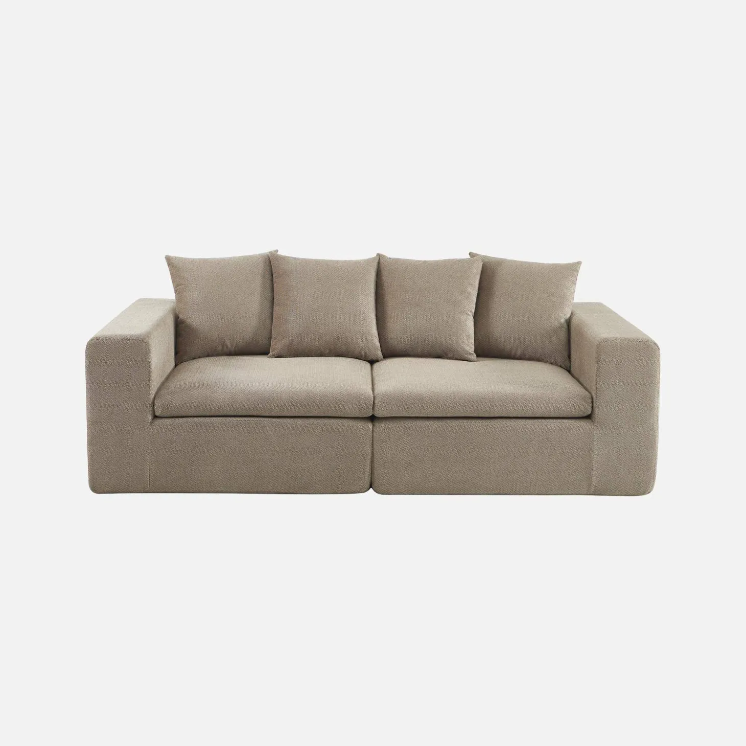 Sofá modular em tecido chenille, 2 lugares