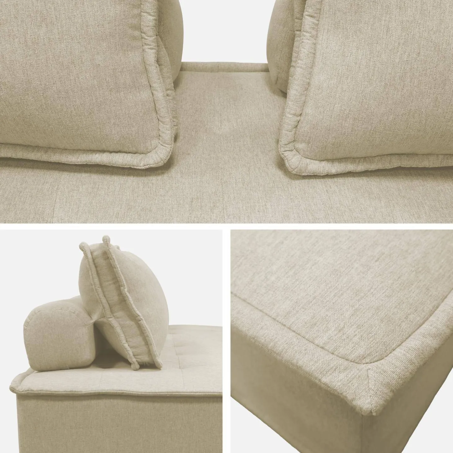 Sofá modular em tecido liso, 4 lugares