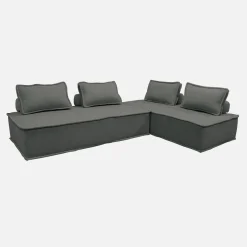 Sofá modular em tecido liso, 4 lugares