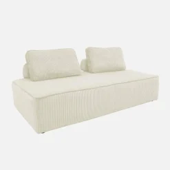 Sofá modular em tecido veludo canelado de 2 lugares