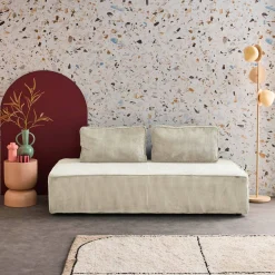 Sofá modular em tecido veludo canelado de 2 lugares