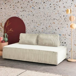 Sofá modular em tecido veludo canelado de 2 lugares