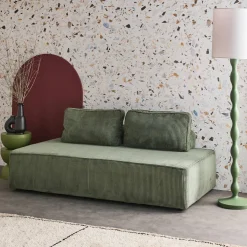 Sofá modular em tecido veludo canelado de 2 lugares