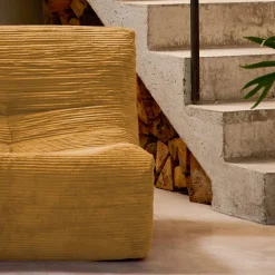 Sofá modular em tecido veludo canelado, 2 lugares