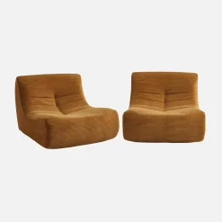 Sofá modular em tecido veludo canelado, 2 lugares