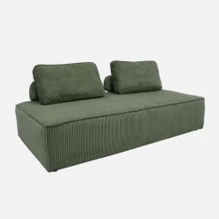 Sofá modular em tecido veludo canelado de 3 lugares