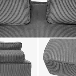 Sofá modular em tecido veludo canelado de 3 lugares