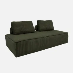 Sofá modular em tecido veludo canelado de 3 lugares