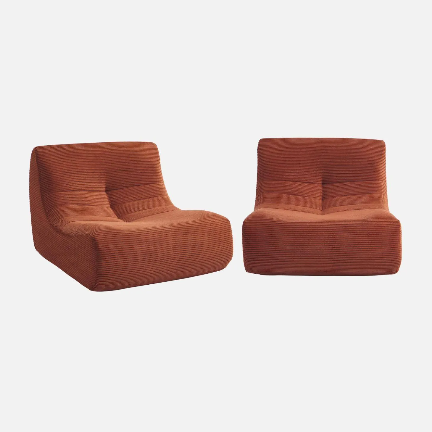 Sofá modular em tecido veludo canelado, 2 lugares