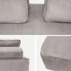 Sofá modular em tecido veludo canelado de 2 lugares