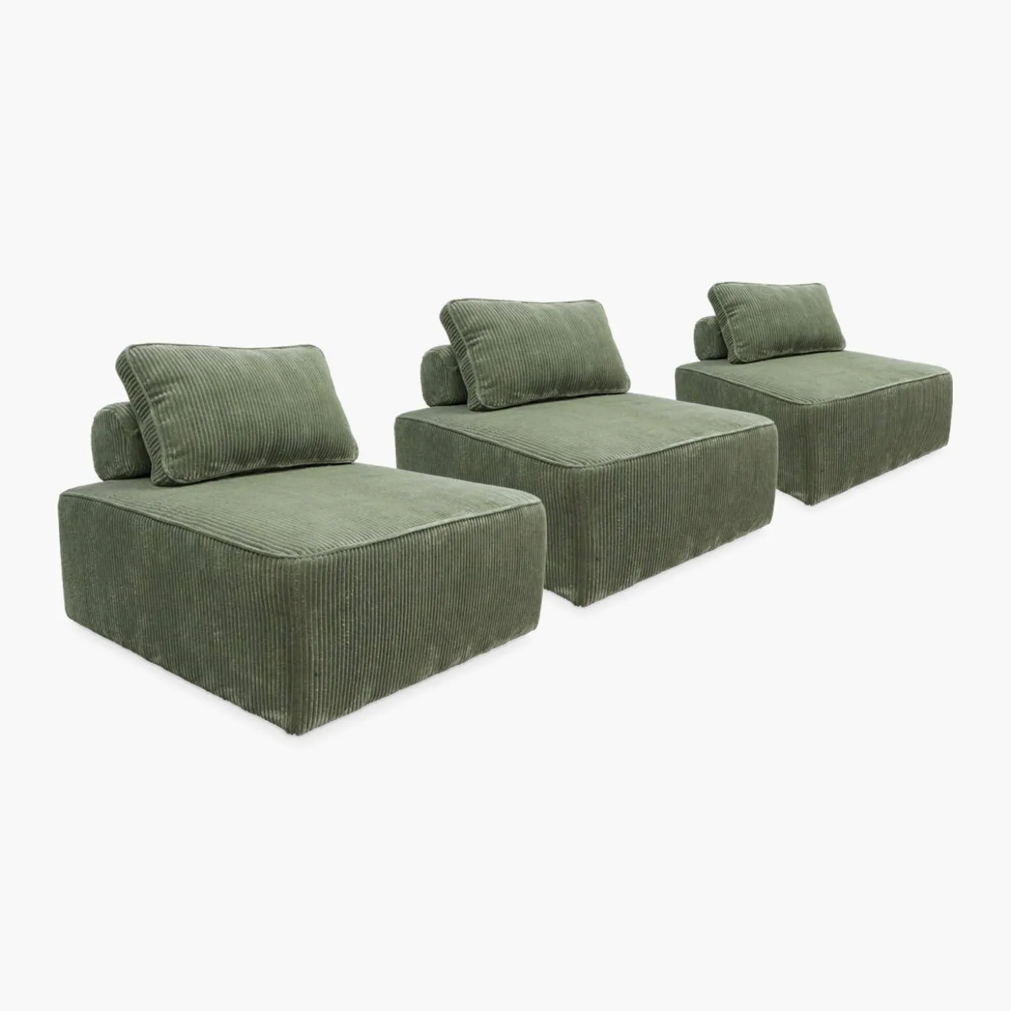 Sofá modular em veludo canelado, 3 lugares