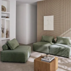 Sofá modular em veludo canelado, 3 lugares