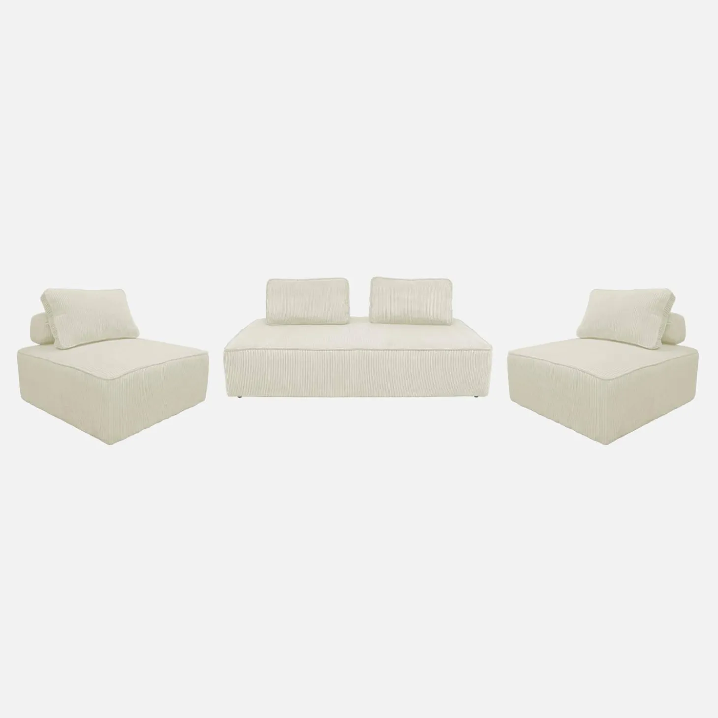 Sofá modular em veludo canelado, 4 lugares