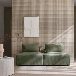 Sofá modular em veludo canelado, 2 lugares