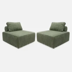 Sofá modular em veludo canelado, 2 lugares