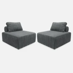 Sofá modular em veludo canelado, 2 lugares