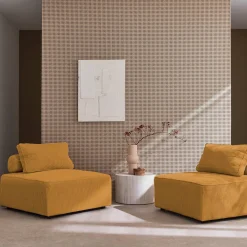 Sofá modular em veludo canelado, 2 lugares
