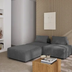Sofá modular em veludo canelado, 3 lugares