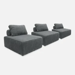 Sofá modular em veludo canelado, 3 lugares