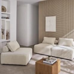 Sofá modular em veludo canelado, 3 lugares