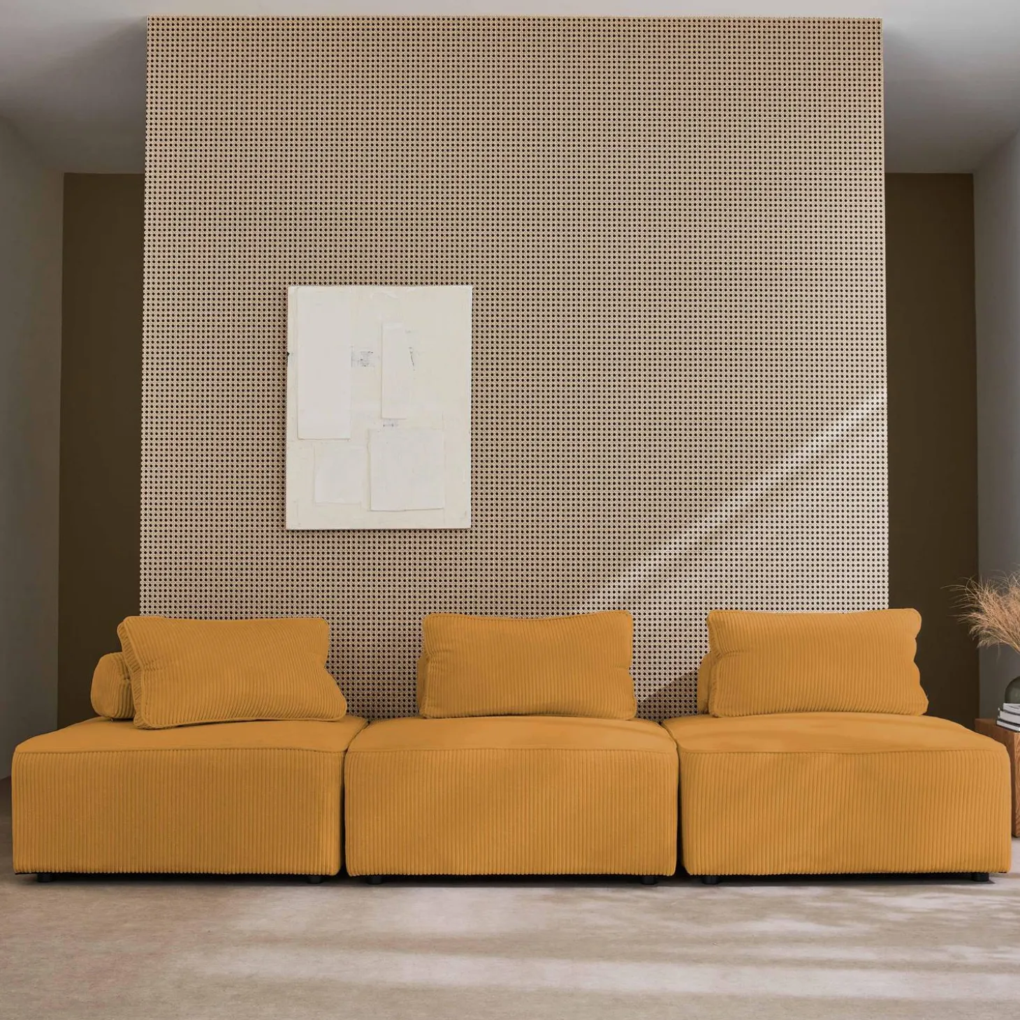Sofá modular em veludo canelado, 3 lugares