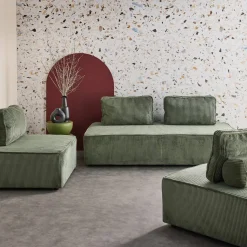 Sofá modular em veludo canelado, 4 lugares