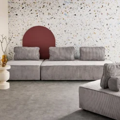Sofá modular em veludo canelado, 4 lugares