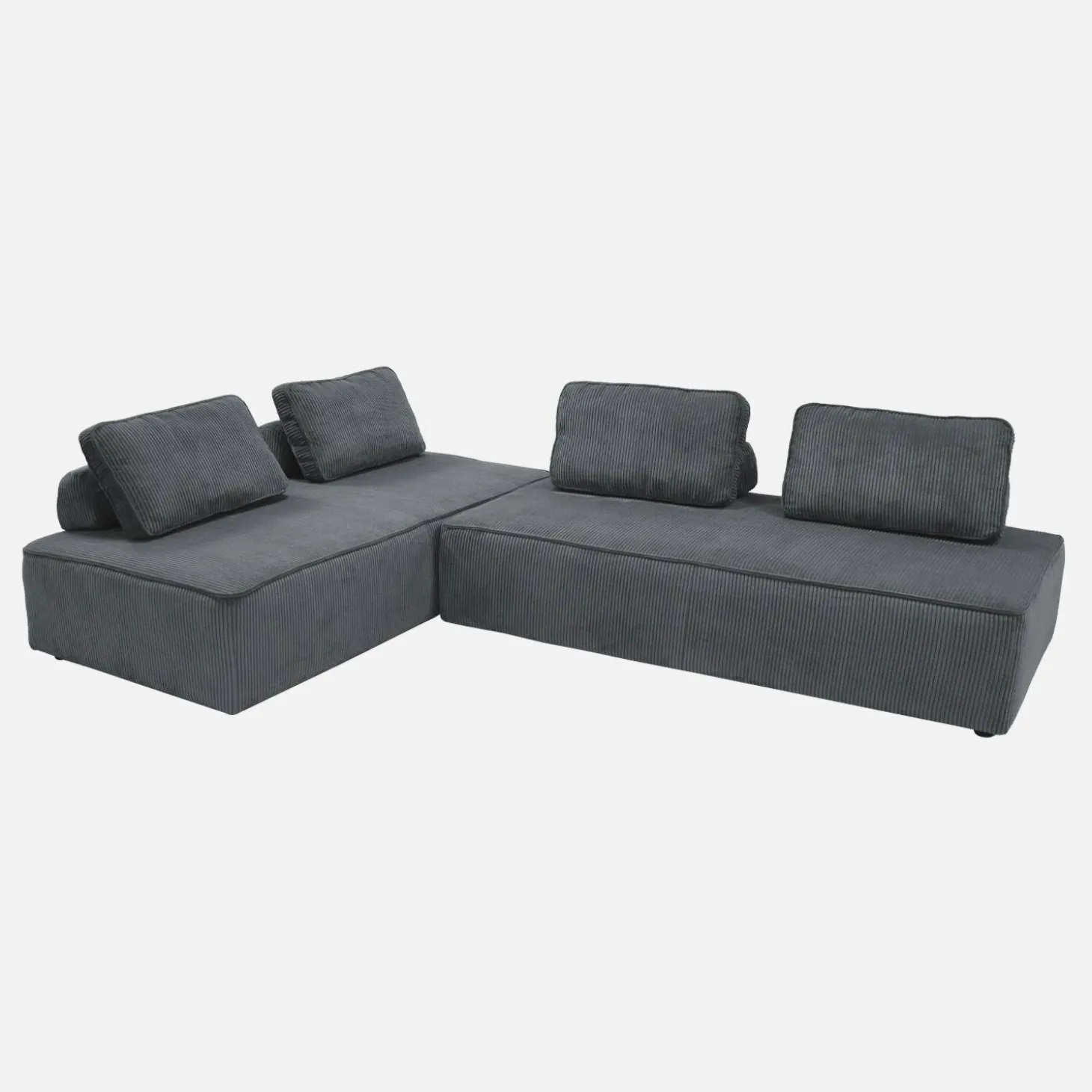 Sofá modular em veludo canelado, 4 lugares