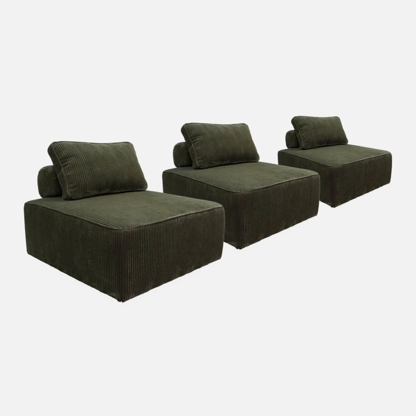 Sofá modular em veludo canelado, 3 lugares