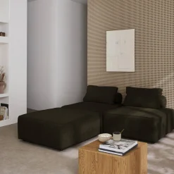 Sofá modular em veludo canelado, 3 lugares