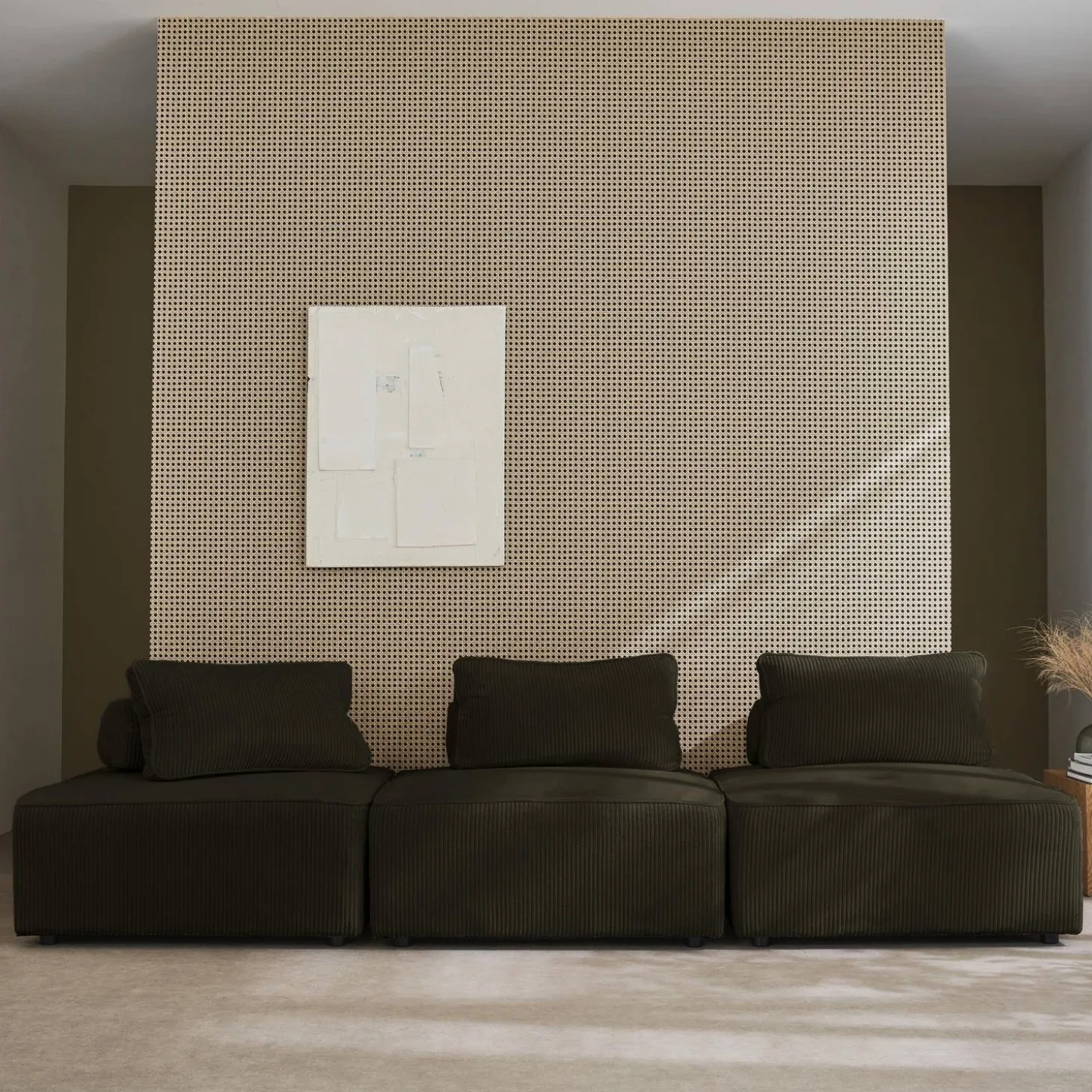 Sofá modular em veludo canelado, 3 lugares