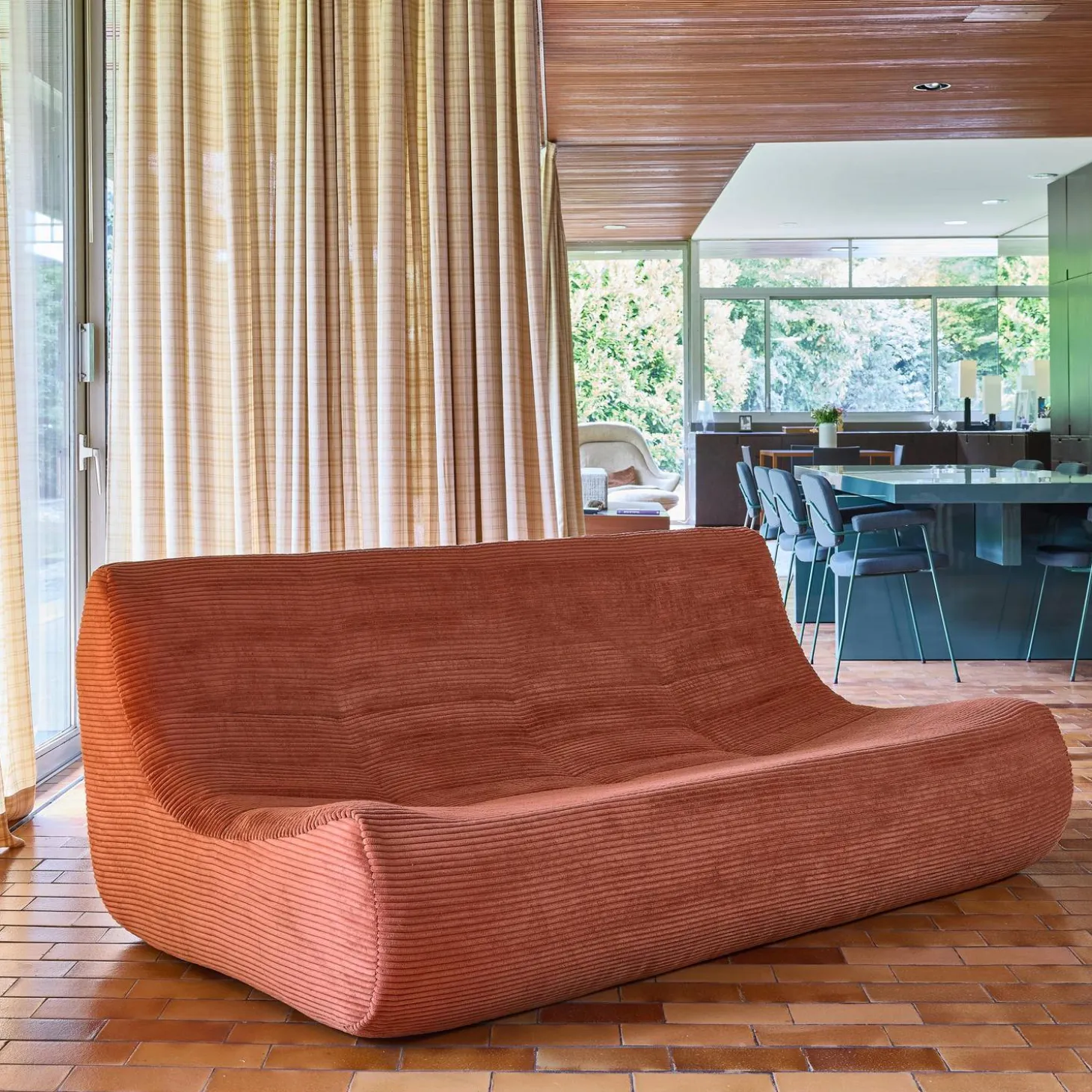 Sofá modular em veludo canelado, 3 lugares