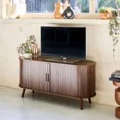 Suporte de TV escandinavo com portas ranhuradas, 120cm