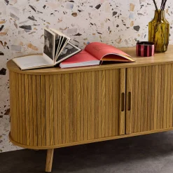 Suporte de TV escandinavo com portas ranhuradas, 120cm