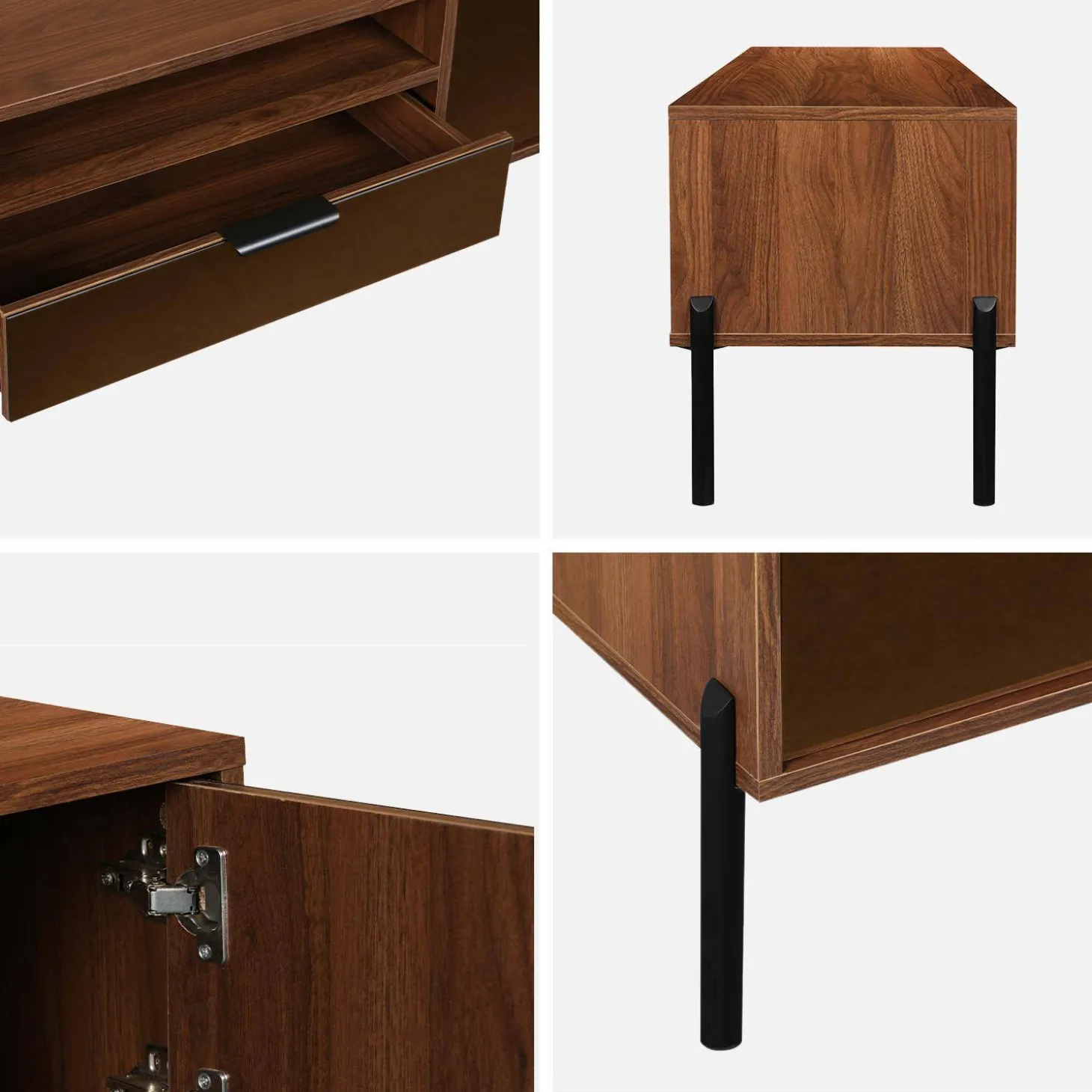 Suporte de TV vintage com efeito de madeira de nogueira 151,5cm