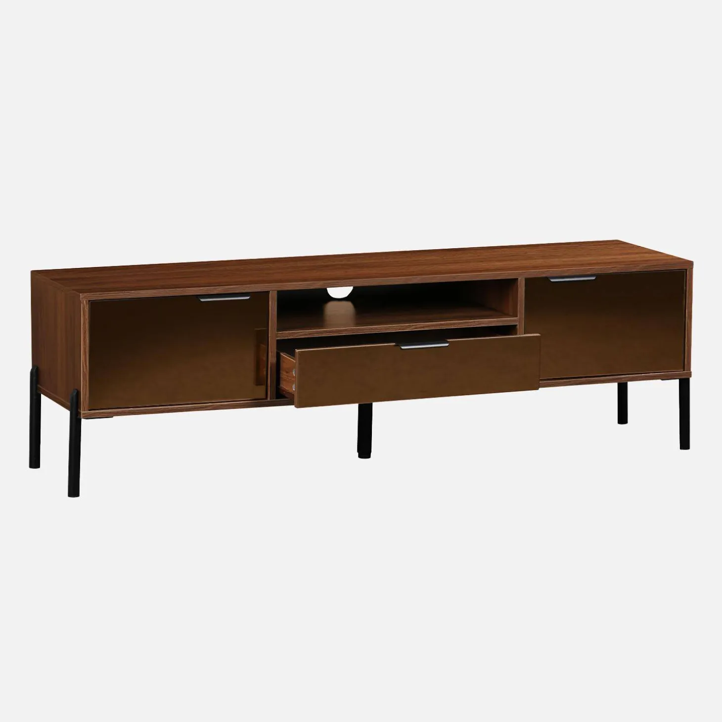 Suporte de TV vintage com efeito de madeira de nogueira 151,5cm