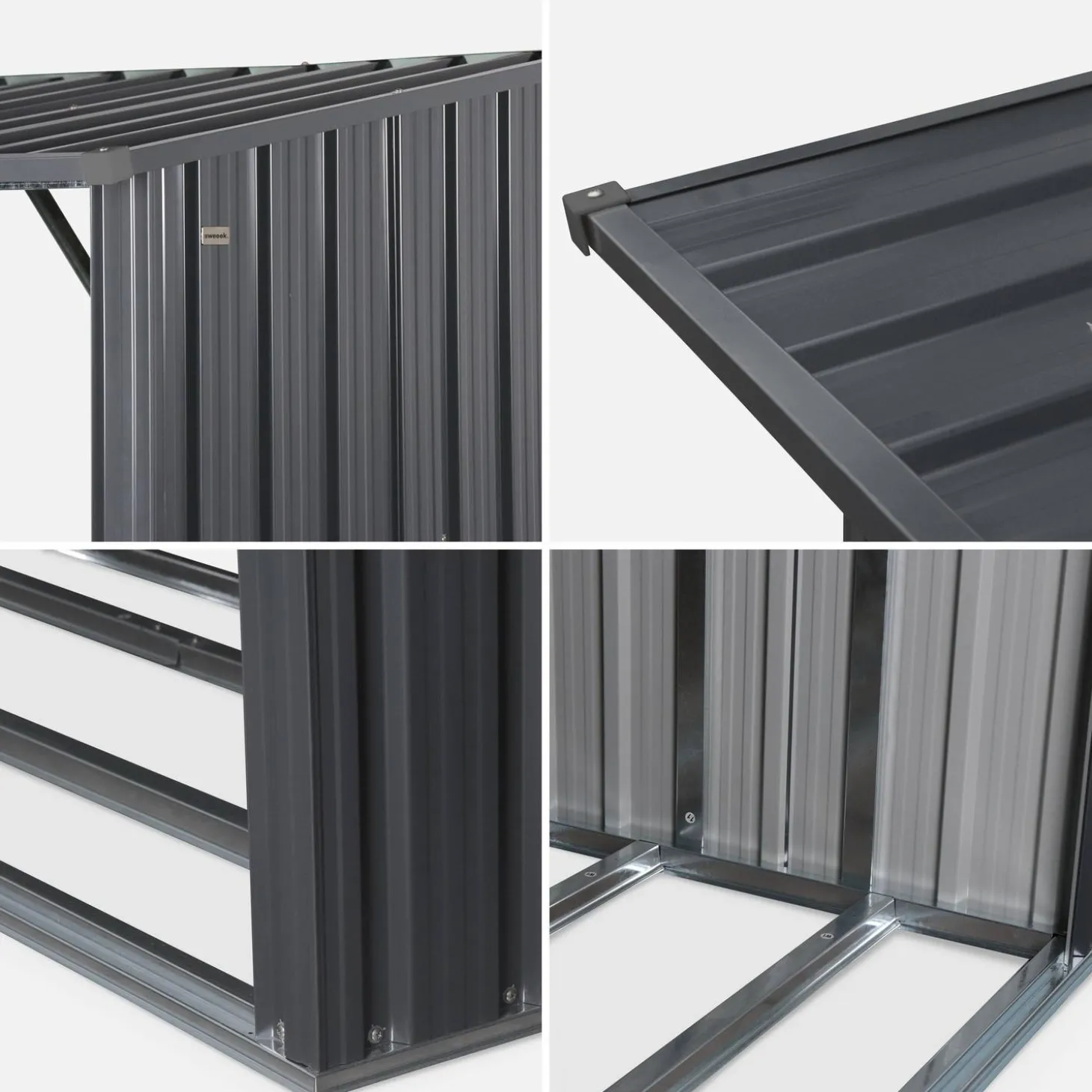 Suporte para lenha em aço galvanizado, 80x215x155cm