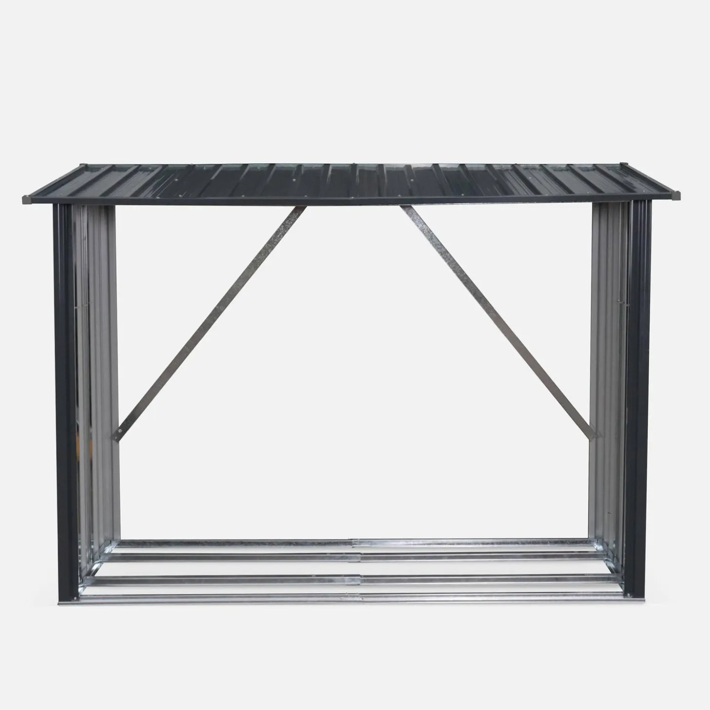 Suporte para lenha em aço galvanizado, 80x215x155cm