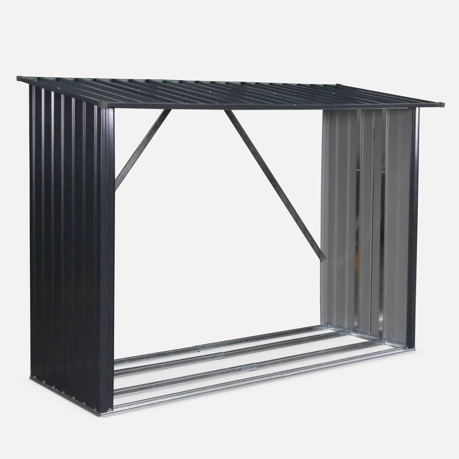 Suporte para lenha em aço galvanizado, 80x215x155cm