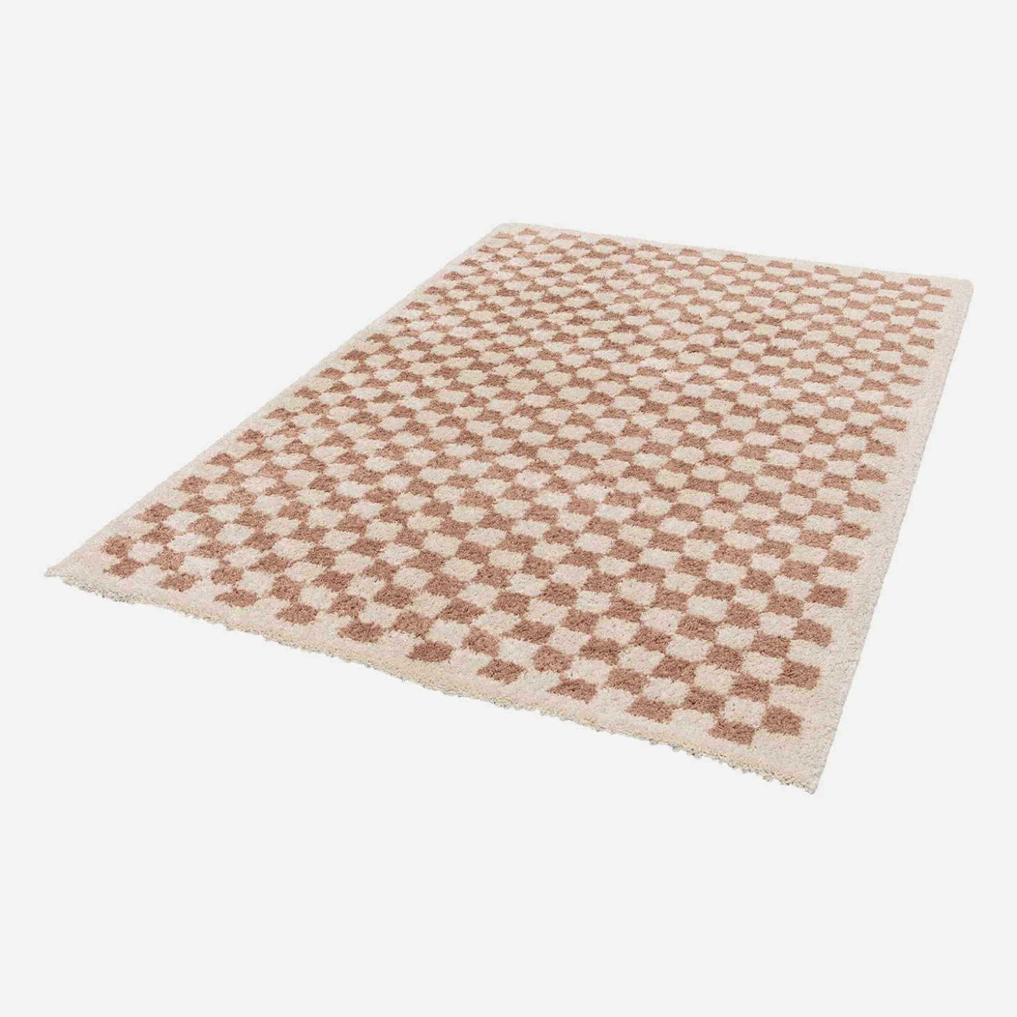 Tapete com padrão xadrez desgrenhado em rosa antigo e creme