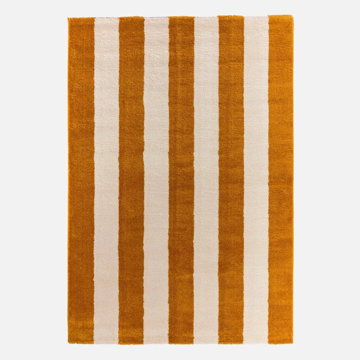 Tapete de interior com riscas ocre e brancas